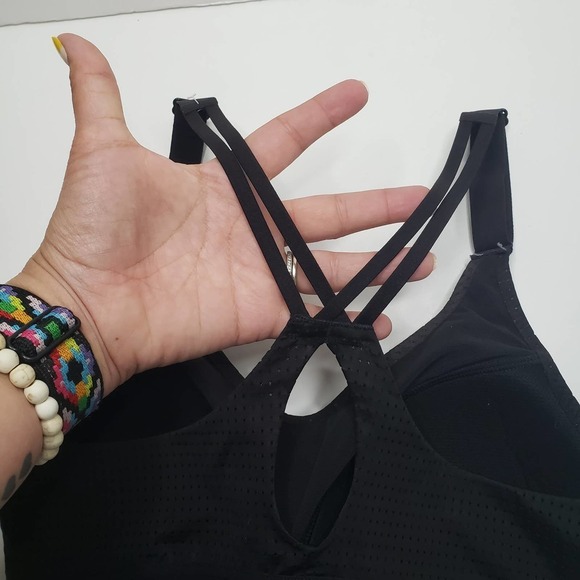 Victoria's‎ Secret Racerback Sports Bra 32C Black Mesh Band Lightly Padded - Picture 4 of 8